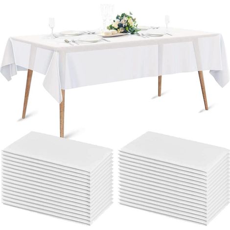 20x Nappe jetable 150x240cm imperméable intissé blanc pour fête mariage