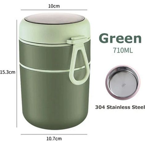 Available in one color only: green. Materials: 304 and 316 stainless steel. Portable double-walled insulated lunch box, Japanese style. (1/5)