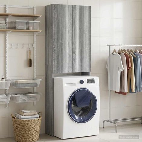 Armoire de toilette ARNHEM Sonoma Gris 66 x 25,5 x 190 cm, Meuble Mural, Design Moderne (1/5)