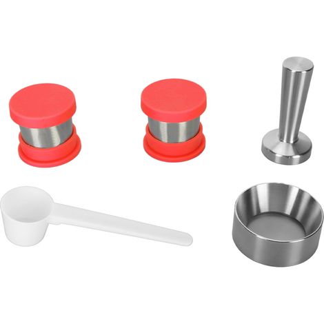 Capsule de café réutilisable en acier inoxydable, rechargeable, durable, compatible avec machines, pour maison et bureau, rouge (1/5)