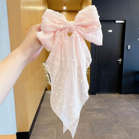Women's Hair Clips, 2 Large Hair Bows for Girls, French Hair Clip with Long Tail for Women (1/3)