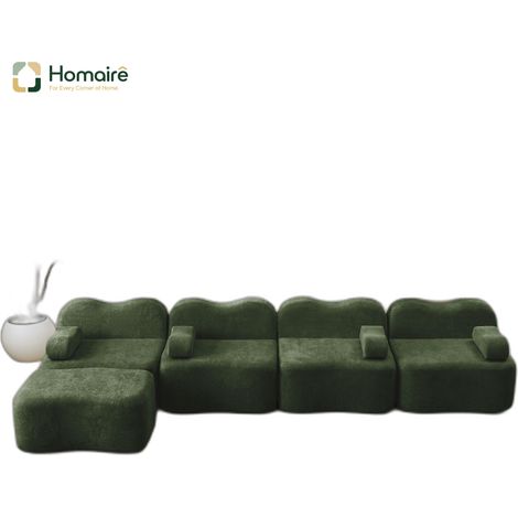 Canapé modulable en velours vert avec accoudoirs 384 x 167 x 70 cm HOMAIRE (1/5)