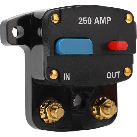 Coupe-circuit 250A manuel pour audio auto, boîtier fusible en ligne pour autoradio, système stéréo, bateau, camion, bus, réinitialisation manuelle (1/5)