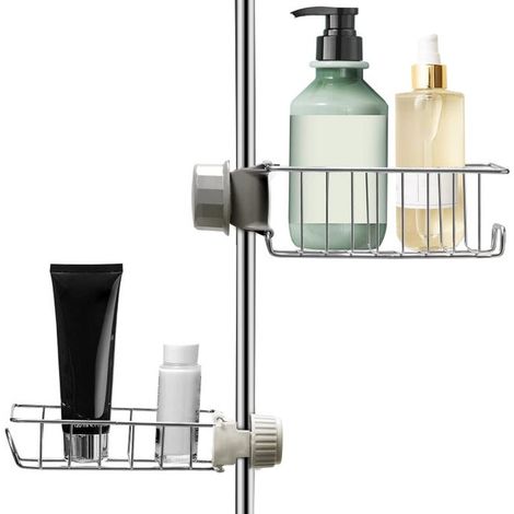 2 Pcs Etagere de Douche sans Percage Porte Shampoing Douche - Support Savon Douche Serviteur de Douche Panier Douche Rangement Salle de Bain (1/5)