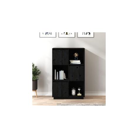 Buffet Noir 74x35x117 Bois massif de pin (1/5)