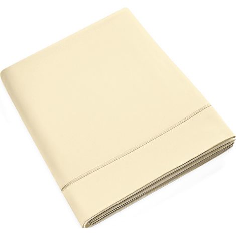 Drap plat percale de coton peigné "Julian" toutes dimensions Coton Pur - Julian Ivoire - 180 x 290 cm pour lit 1 place