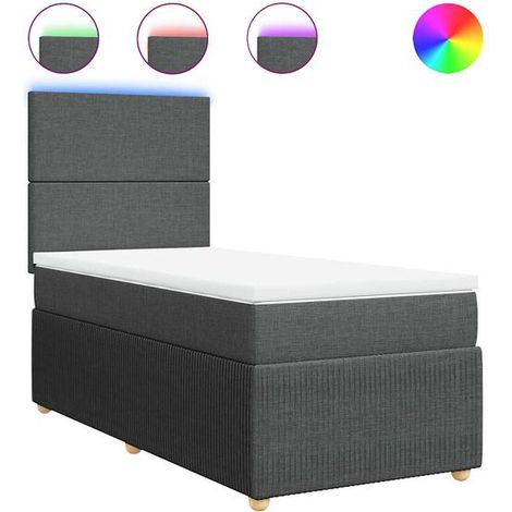 Cadre de lit en tissu, matelas inclus, gris foncé, 80 x 200 cm (1/5)