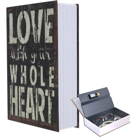 Coffre-fort décoratif avec serrure à combinaison de sécurité, livre creux portable avec compartiment caché, boîte de rangement pour faux livres, boîtes de rangement secrètes pour argent, clés, bijoux (1/5)