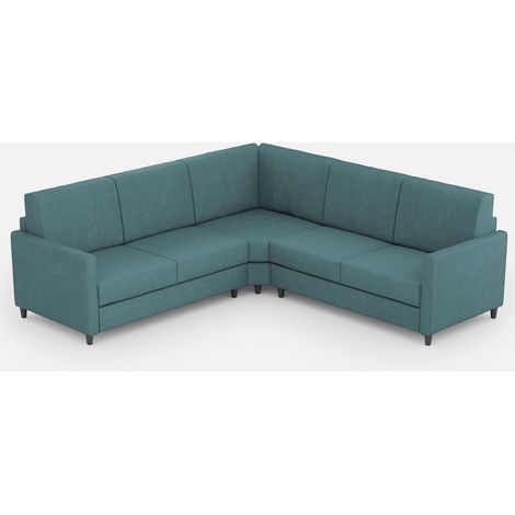 Canapé d'angle moderne italien tissu bleu pétrole Korane - 5 tailles 241x241 cm-Taille 241x241 cm (1/5)