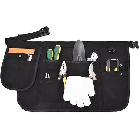 grembiule porta attrezzi unisex, grembiule in tela, grembiule da giardino corto, cintura portaoggetti con fibbia regolabile