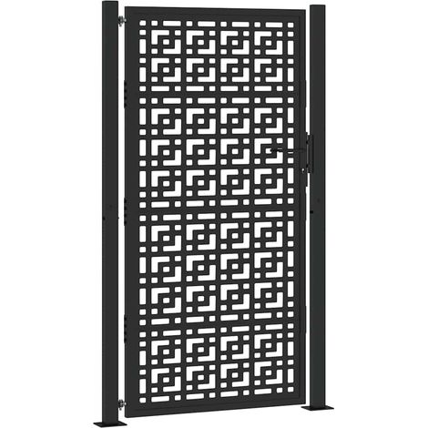 Portail de jardin，Portail de clôture，Portillon de jardin noir 105x180 cm acier conception croisée CFW48121 (1/5)