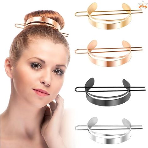 4 Pièces Pinces à Cheveux Épingle à Cheveux Femmes Vintage Élégant Glissière Épingle à Cheveux Chignon Manchette Pinces à Cheveux Argent Or Or Rose Noir Accessoires de Cheveux (1/5)