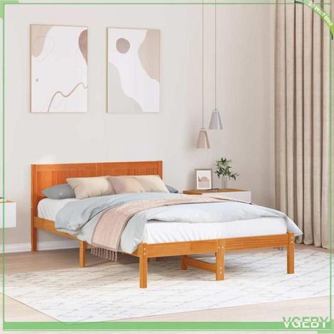 Cadre de lit - ABI - Bois de pin massif - 120 x 190 cm - Design moderne - 2 places (1/5)