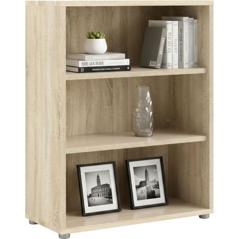Librería Dmora con dos estantes, color roble, 89,2 x 113,4 x 40,1 cm, con embalaje reforzado