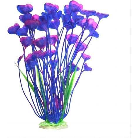 Plante Artificielle - Aquarium - 42 Cm Hauteur - Décor pour Bac à Poissons - 1 Pièce - Violet (1/4)
