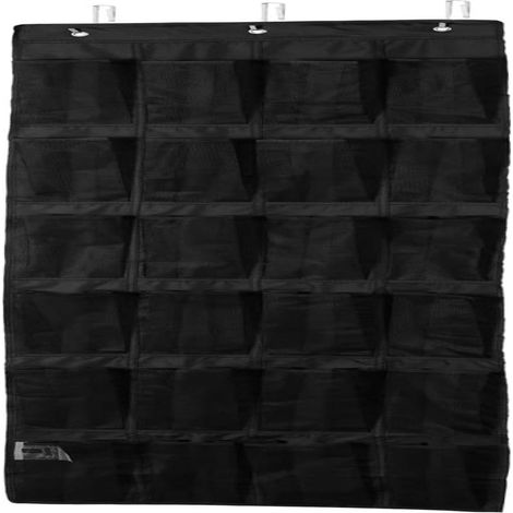 1 Sac à chaussures suspendu, 24 compartiments, tissu non tissé, rangement gain de place, pour dressing et couloir, noir (1/5)