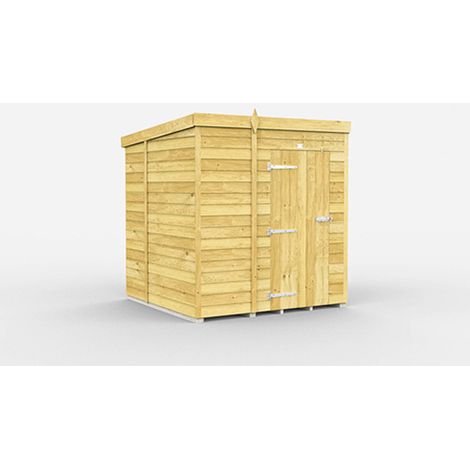 5 x 7 Feet Pent Shed - Single Door Without Windows - Wood - L214 x W158 x H201 cm
