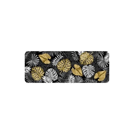 Tapis d'intérieur en mousse imprimé "Blue bay" - Noir / Doré - 45 x 120 cm - Livraison gratuite (1/3)