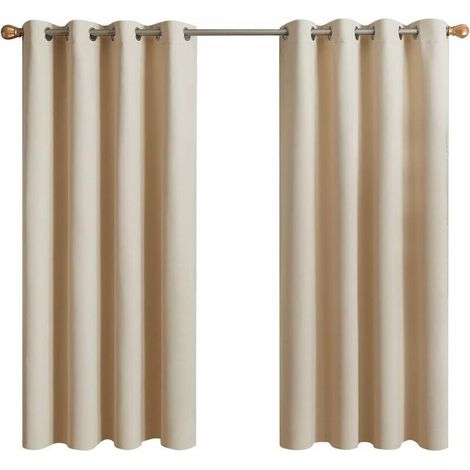 Rideau Occultant Thermiques, 2 Panneaux Rideaux Courts Isolant Anti Froid et Anti Bruit à Oeillets pour Salon, Chambre Enfant ou Adulte, Dressing (1/5)