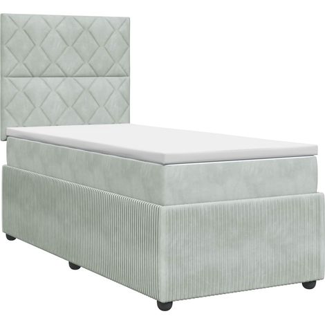 Cama box spring con colchón Gris Claro Individual Terciopelo vidaXL (1/5)