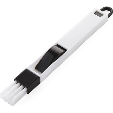 Un ensemble de brosses multifonctionnelles pour le nettoyage des portes et fenêtres, comprenant une brosse d'angle et une pelle à poussière. Noir. (1/5)