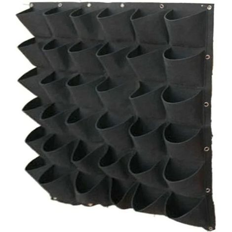 Sac de Plante Mural - 36 Poches - Feutre Écologique Durable - Pour Jardin Vertical Extérieur ou Intérieur - Noir
