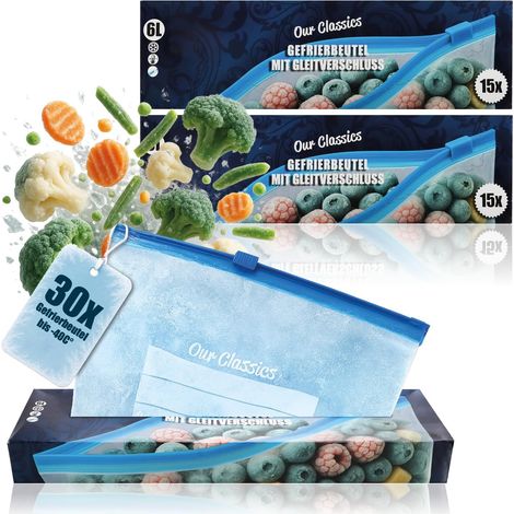 30x Sacs congélation 6L avec fermeture, Pochettes s (1/5)