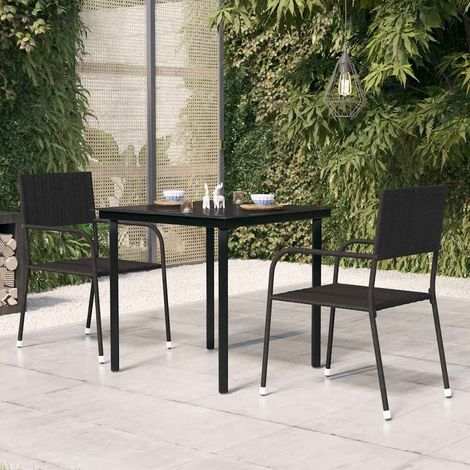 Table à manger de jardin Scandinave - Table de salle à manger Noir 80x80x74 cm Acier et verre BV116799 - BonneVie (1/4)