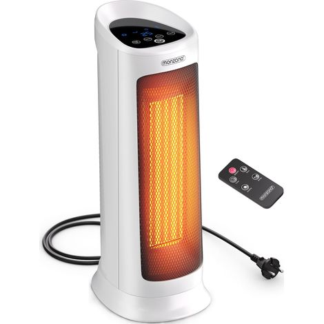 MONZANA® Calefactor Bajo Consumo 2000W Cerámico Modo ECO 120° Oscilacion 4 Modos Temporizador Mando a Distancia Estufa Eléctrica Hogar Oficina Color a Elegir Blanco