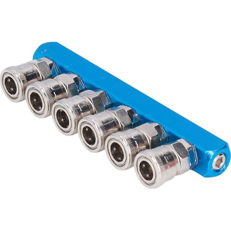 Distributeur d'air G1/4, bloc diviseur pneumatique droit avec connecteur SML-6, manifold 3 voies pour tuyau d'air comprimé. (1/5)