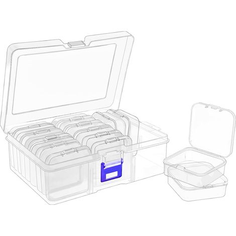 Lot de 15 Boite Rangement Plastique, Transparente, Robuste, Pour Perles, Outils, Bureau (1/5)