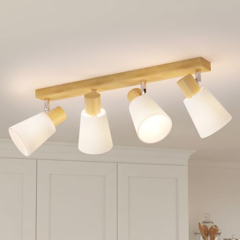 Plafonnier LED 4 Spots Orientable E14, Pivotants, Éclairage de Plafond, Moderne Applique Rampe Spot, Cuisine Chambre Salon Couloir Salle à Manger, Blanc (Sans Ampoule) (1/5)