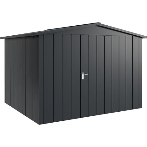 Hörmann Metall-Gerätehaus "Juno" mit Satteldach, JSD13 - Modern, 310 x 262 cm (B x T), anthrazit, 1-flüglige Tür, Anschlag rechts (1/5)