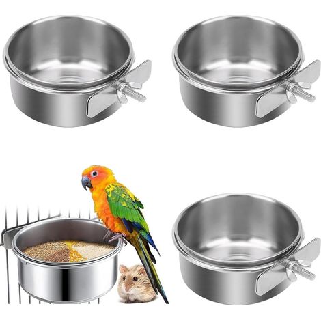 Vogelhaus – 4-teiliges Set – Vogelkäfigzubehör – Futter – Hängende Tränke – Samen – Papageienfutter – Silber