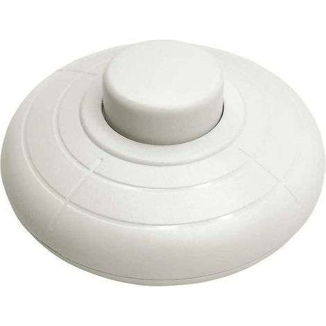 Interrupteur à pied rond blanc – Pour lampes de sol et de table – Boîtier en plastique d'ingénierie – Diamètre 70mm – Capacité 2A/250V (1/5)