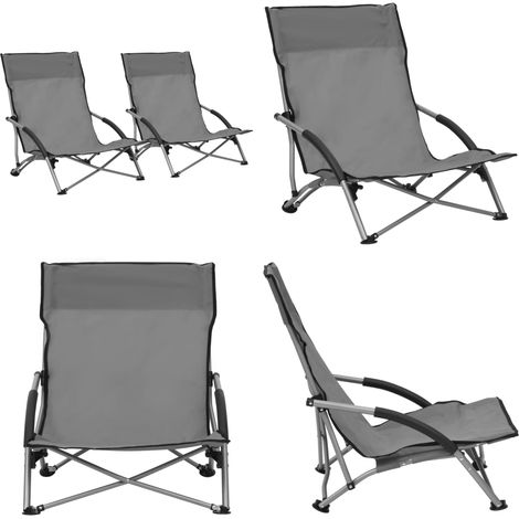 Klappbare Strandstühle 2 Stk. Grau Stoff - Strandstühle - Gartenstühle (1/5)