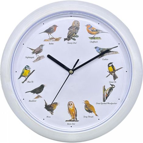 HG-03725 : Horloge Chant d'oiseau européenne - Blanc (1/5)