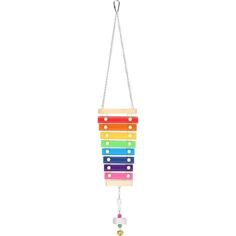 Xylophone Jouet Musical pour Poulet Oiseau Enrichissement Animale Activité Éducative Cage Poulailler Métal Pierre Broyeur en Bois (1/5)