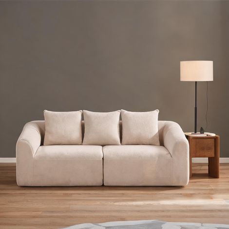 Canapé beige en chenille Polyester 225 x 93 x 83 cm (1/5)