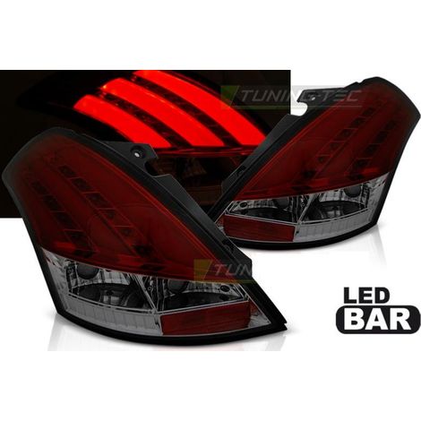 Paire de feux arriere Suzuki Swift 10-17 LED BAR Rouge Fume (1/3)