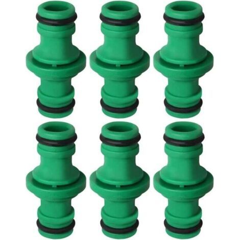 6 parti connessione tubo doppio, connettore tubo doppio maschio plastica per tubi garden (verde) (1/3)