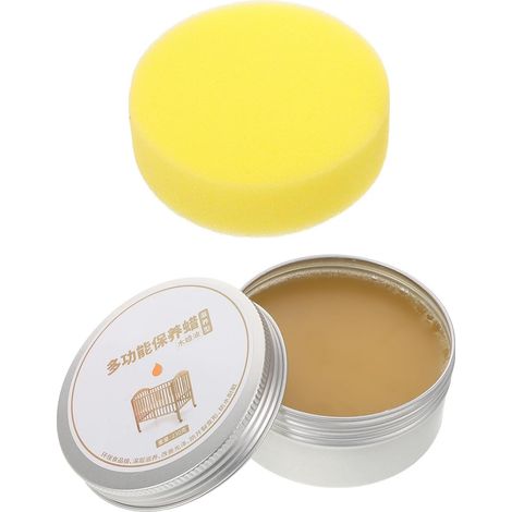 Pâte de cire pour bois 200 g avec 2 éponges, cire naturelle pour parquets et meubles, pour l'entretien et le polissage