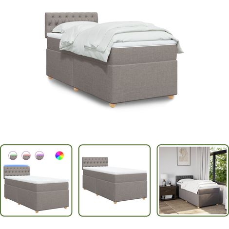 vidaXL Surmatelas - Sommier à lattes de lit avec matelas Taupe 90x190 cm Tissu (1/5)
