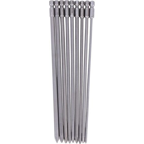 9 embouts tournevis Phillips longs 1/4" 200mm PH1 PH2 magnétiques S2 perceuse (1/2)
