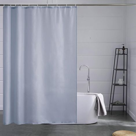 Rideau de che Bleu Gris Anti Moisissure Tissu Polyester Lavable en Machine Rideaux de Bain Imperméable pour Baignoire avec 12 Anneaux 200x200cm (1/5)