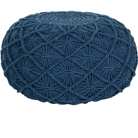 Puf de algodón azul marino 50 x 30 cm otomana relleno EPS macramé boho Berkane