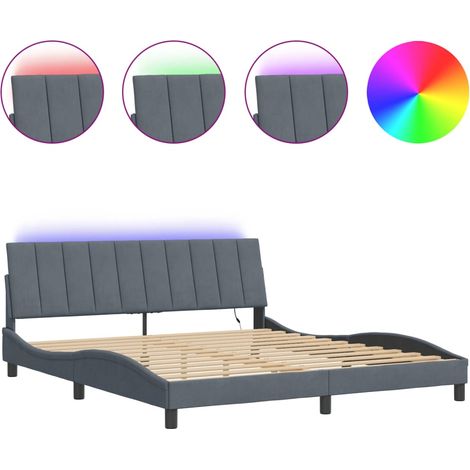 Maison Exclusive - Giroletto con LED senza Materasso Hanko Grigio Scuro 180x200 cm in Velluto (1/5)