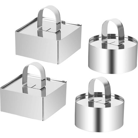 4 Pcs Cercle A Gâteau, Acier Inoxydable, Diamètre 8 Cm, Avec Poussoir, Pour Mousse Et Dessert (1/5)