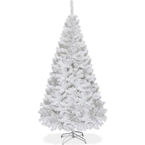 Albero di Natale artificiale 150cm in PVC con 350 rami supporto in metallo piedi in gomma Bianco (1/4)
