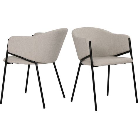Lot de 2 Fauteuils Design en Tissu Structuré et Métal Noir pour Salle à Manger et Salon - PANGIVO (1/5)